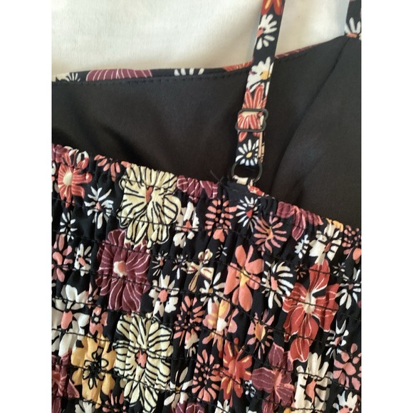 New floral babydoll sundress Woman's XL Mini Black Y2K Peasant Boho - Picture 5 of 9